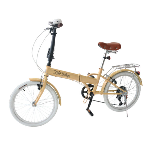 Bicicleta Dobrável Fênix Gold com Cesta e Bolsa Echo Vintage