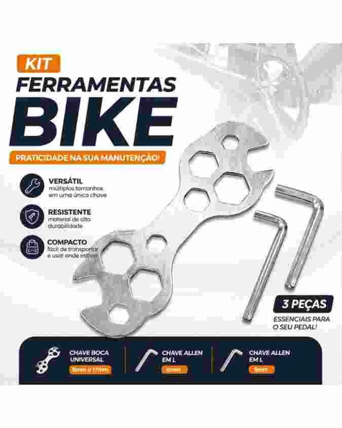 Kit Ferramentas Bike Universal + Chave Multifunção 8 a 17mm + Allen 5 e 6mm